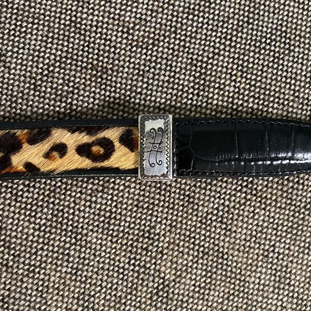 Brighton Leopard & Zebra print black leather horse hair belt. #Q3903. Size M30. - Picture 5 of 14